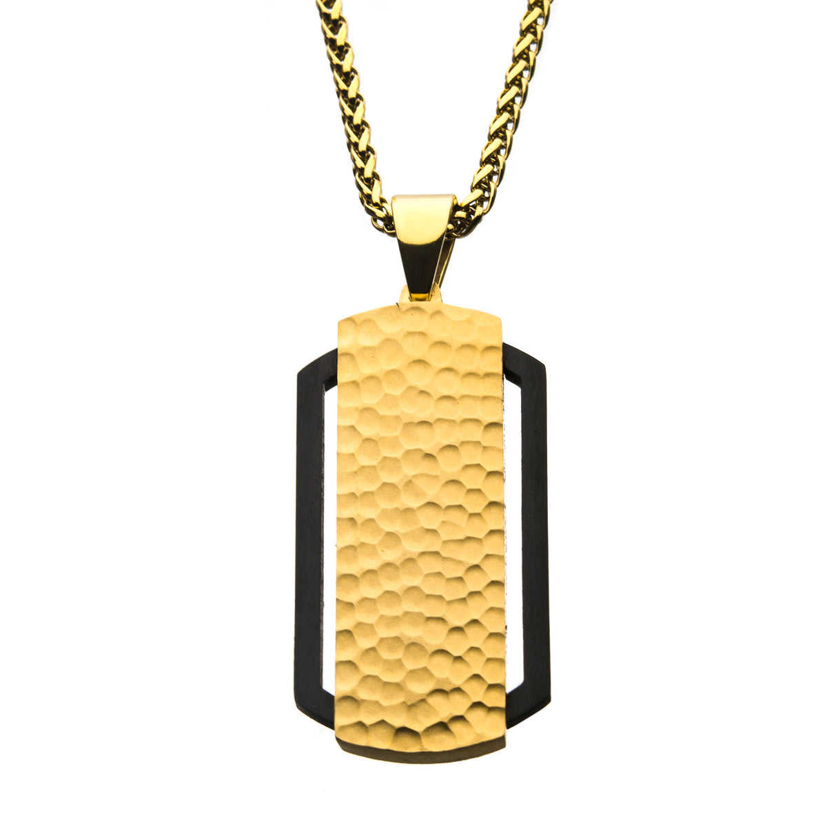 Inox Hammered Gold-Plated Dog Tag Pendant