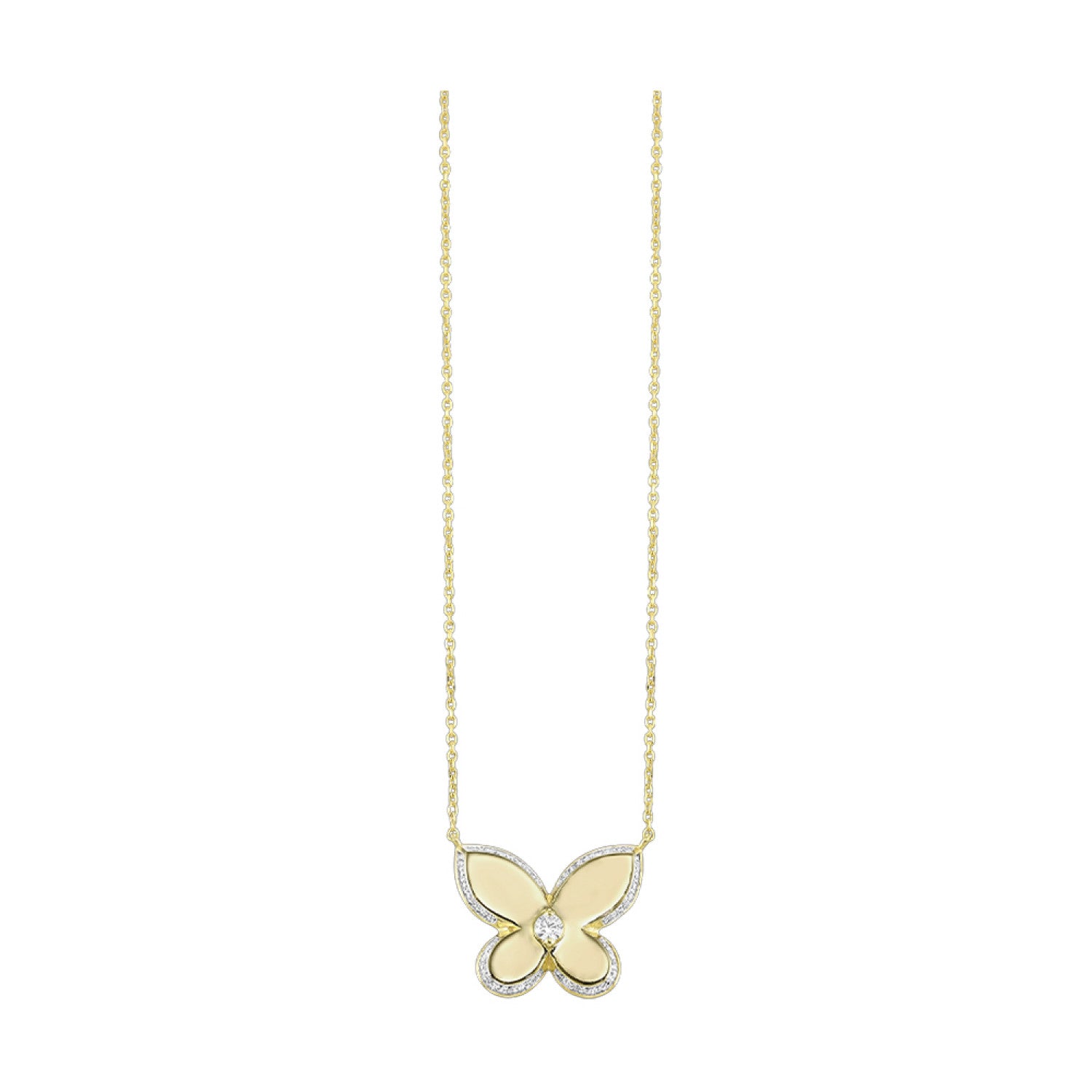 Yellow Gold Diamond Butterfly Necklace