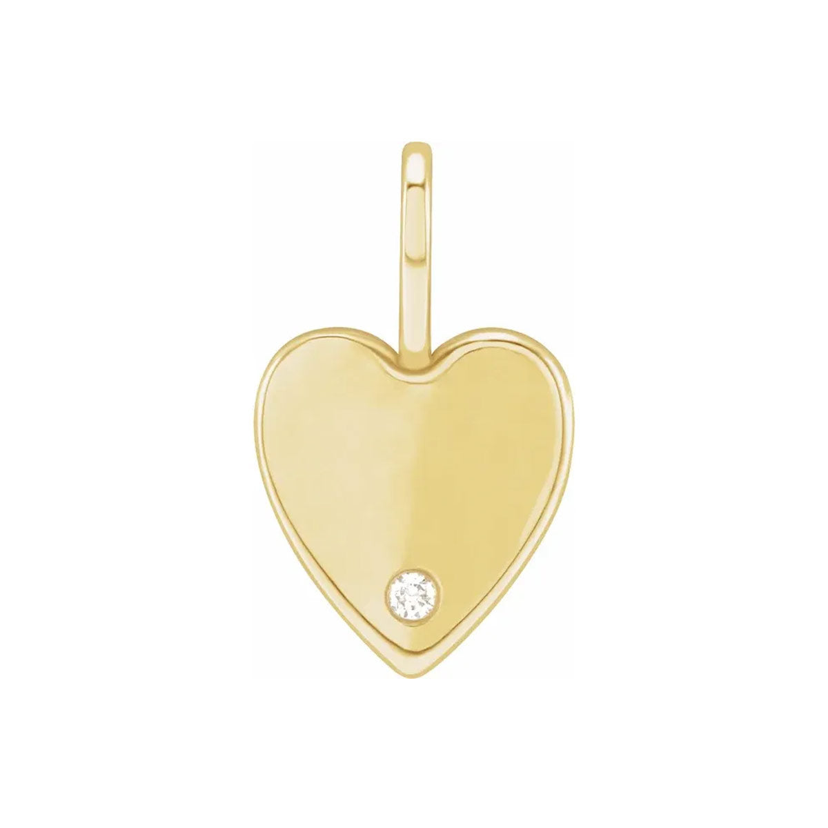Engravable Heart Charm Pendant with Diamond Accent