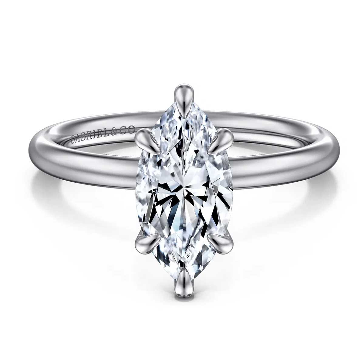 Classic Solitaire Engagement Ring Setting with Marquise Cut Diamond