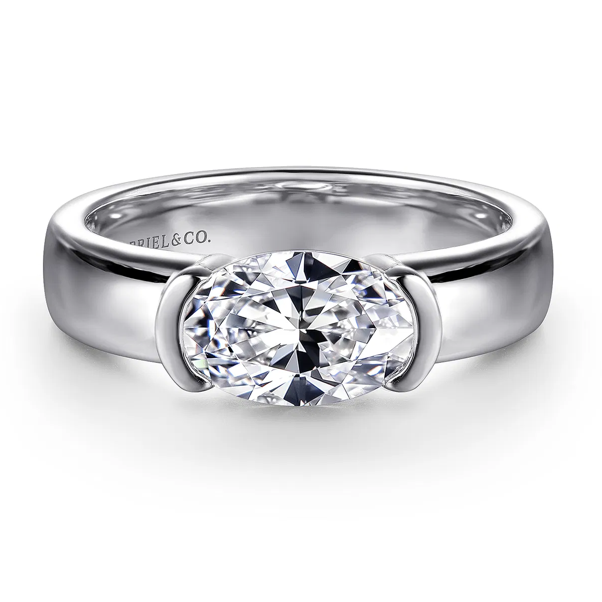 Bara East-West Oval Diamond Engagement Ring Setting