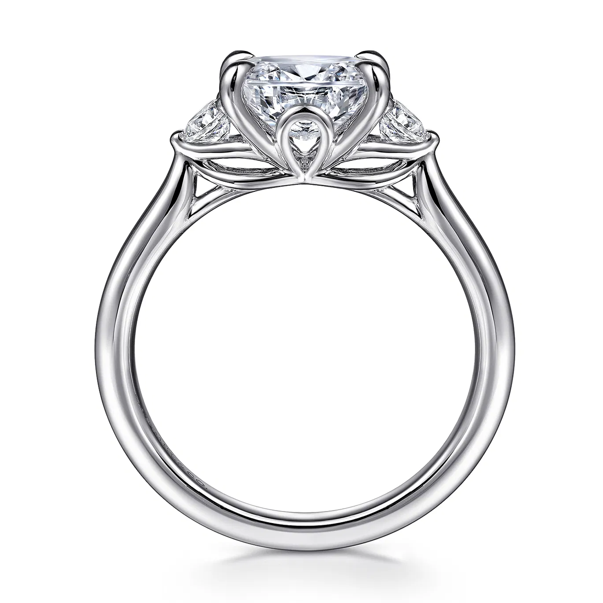 Darline 3-Stone Lotus Oval Diamond Engagement Ring Setting