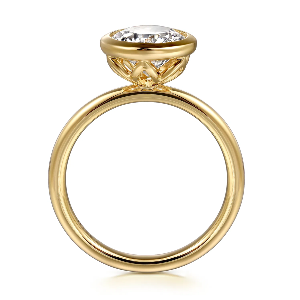 Linny Round Bezel-Set Solitaire Engagement Ring Setting