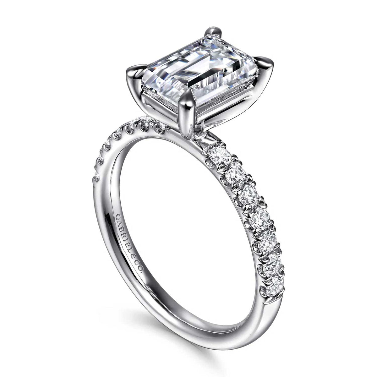 Winslow Emerald Cut Engagement Ring Setting with Diamond Band