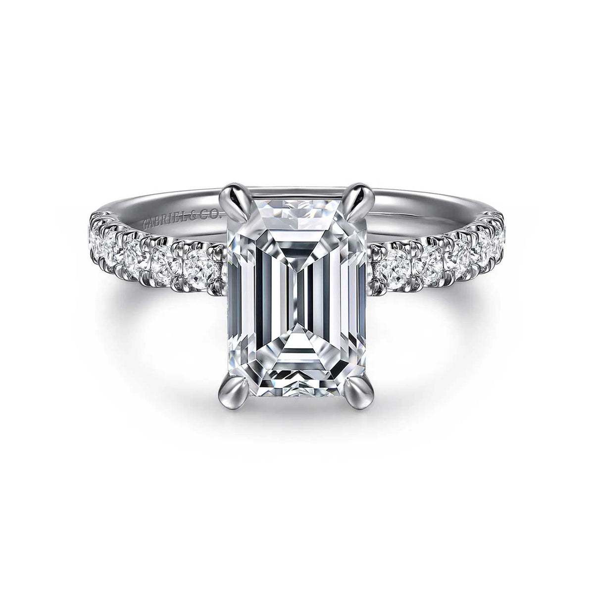 Winslow Emerald Cut Engagement Ring Setting with Diamond Band