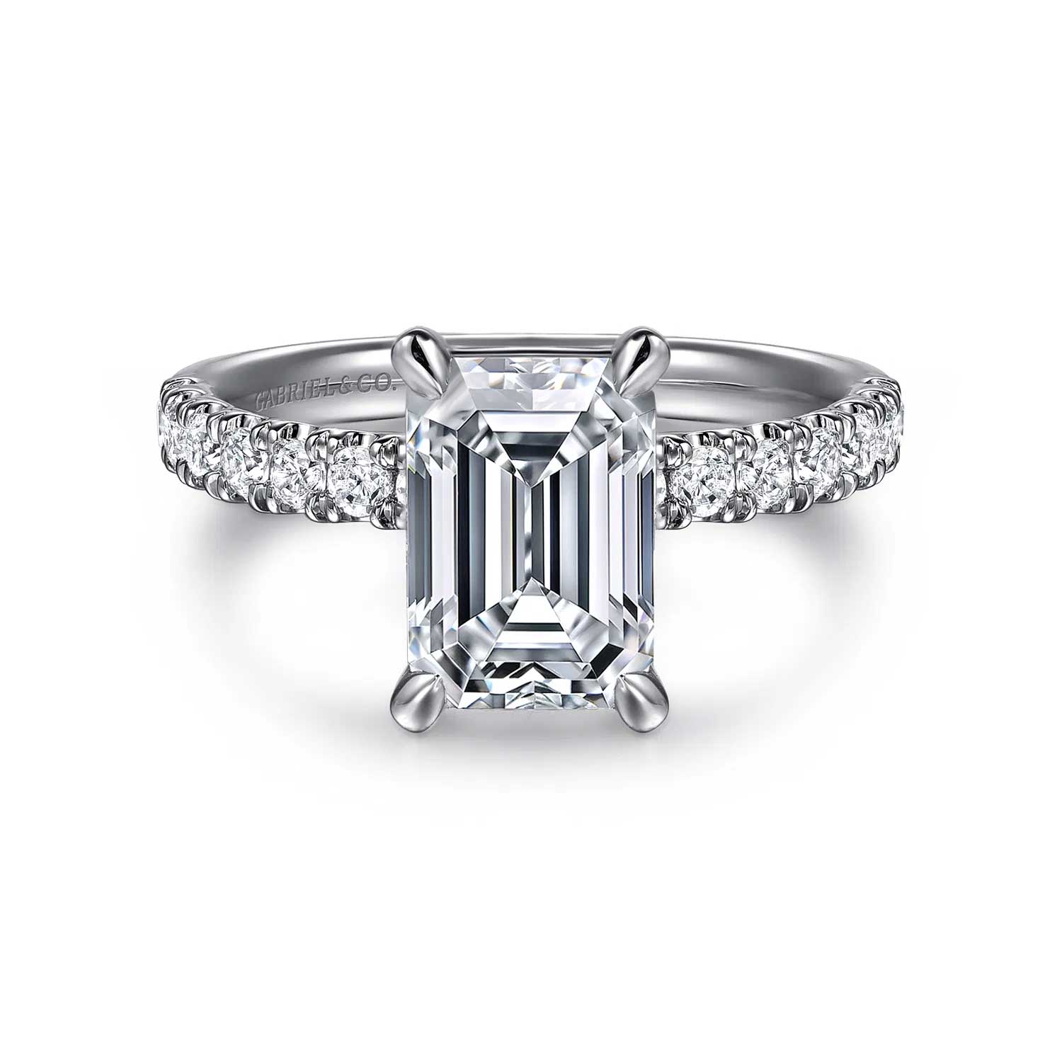 Winslow Emerald Cut Engagement Ring Setting with Diamond Band