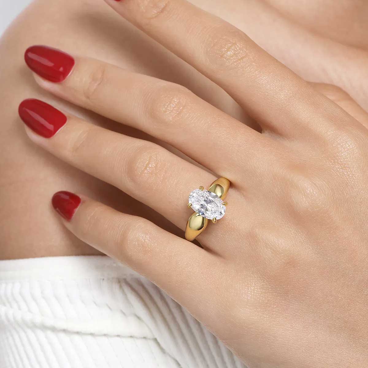 Raven Oval Engagement Ring Setting with Hidden Halo
