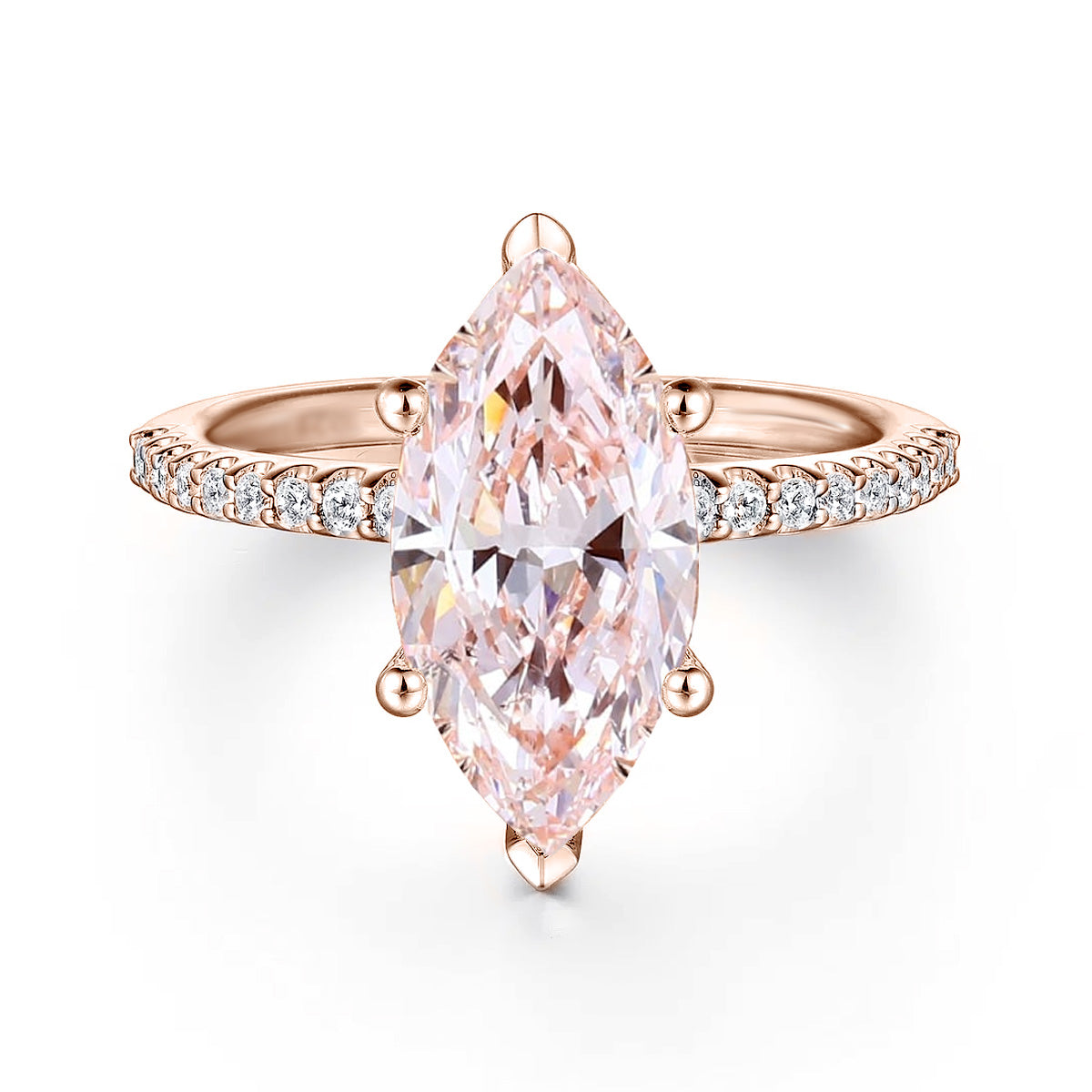 Amata Marquise Diamond Engagement Ring Setting with Diamond Pave Band