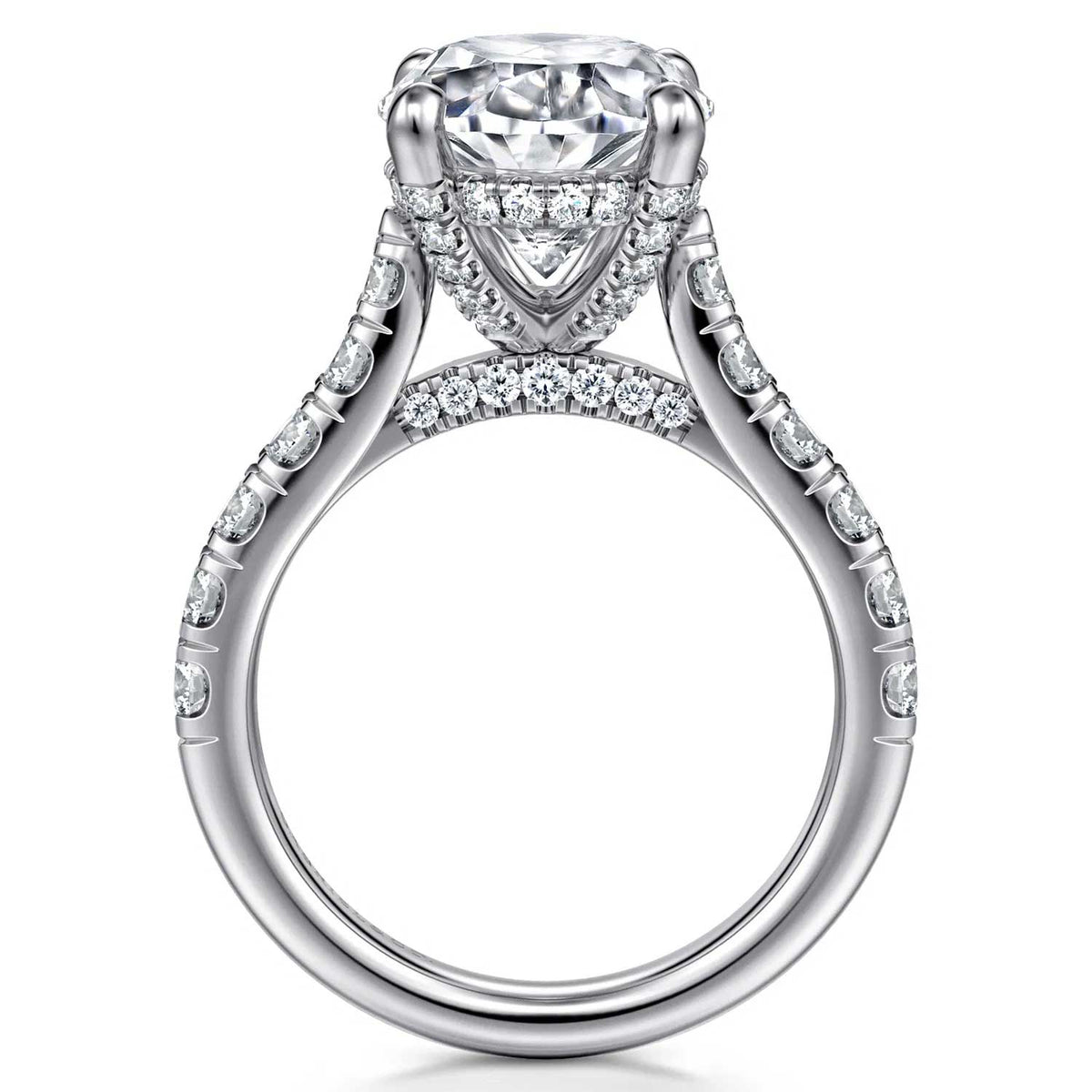 Sarita Oval Diamond Engagement Ring Setting with Hidden Halo