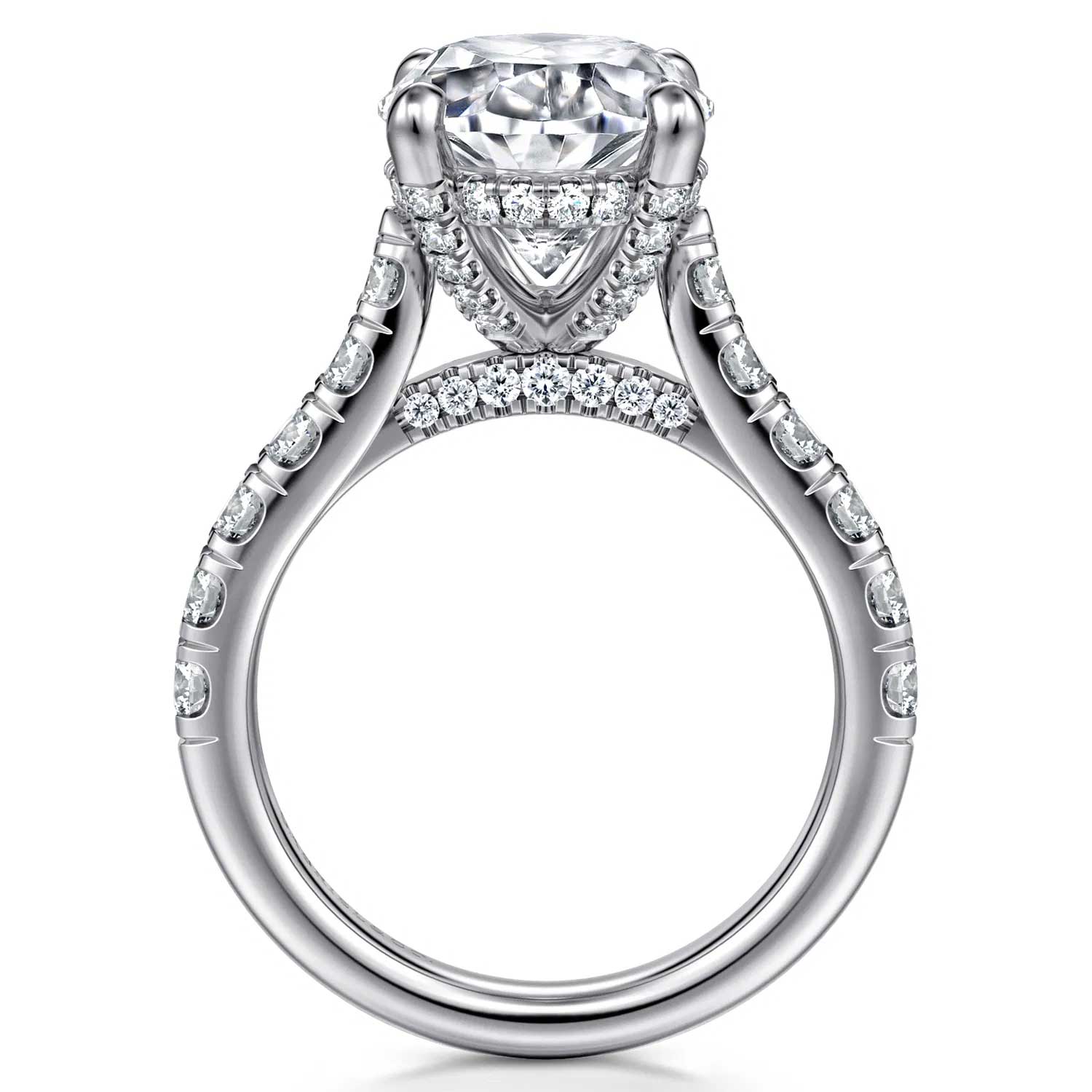Sarita Oval Diamond Engagement Ring Setting with Hidden Halo