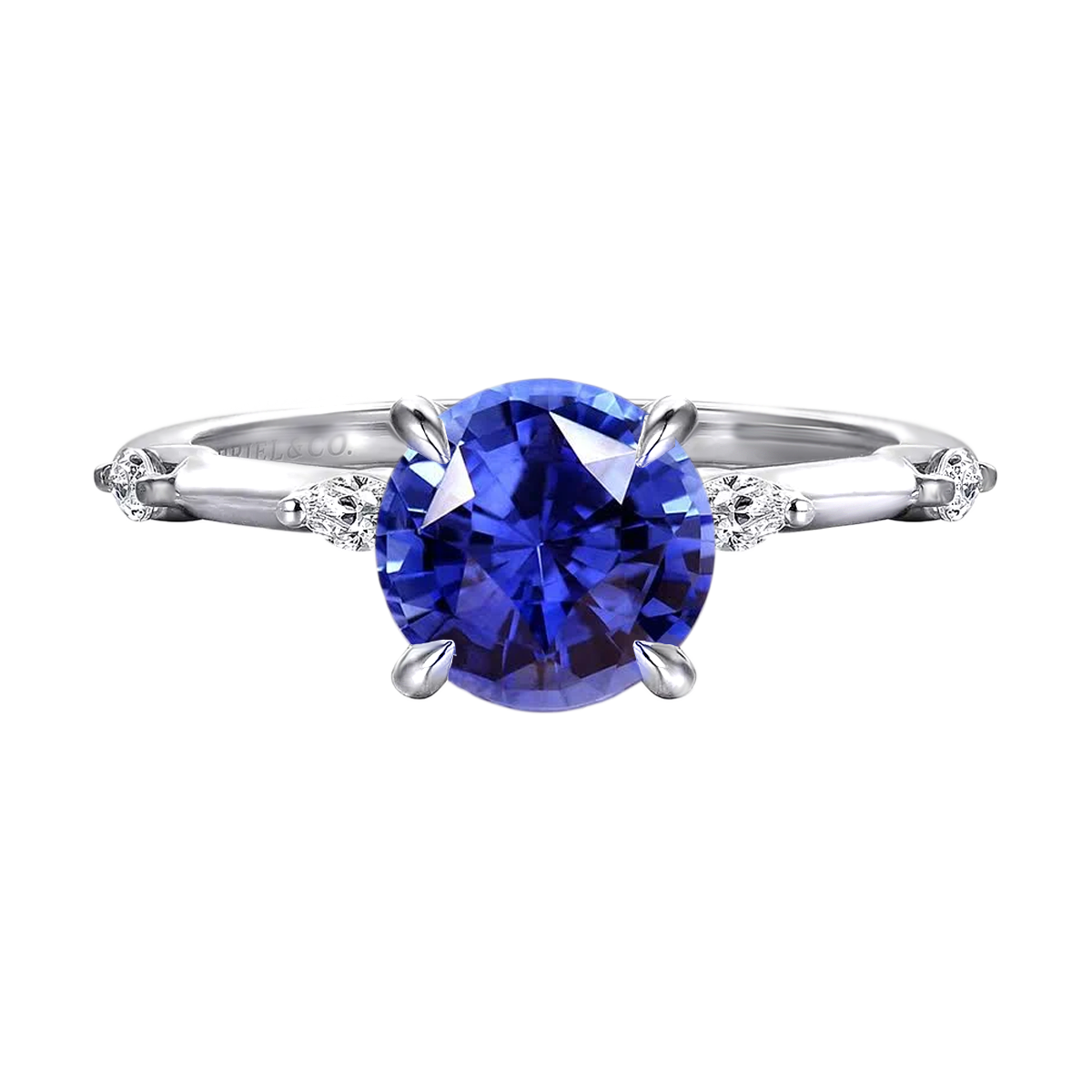 Marline Round Engagement Ring Setting with Marquise Diamond Accents