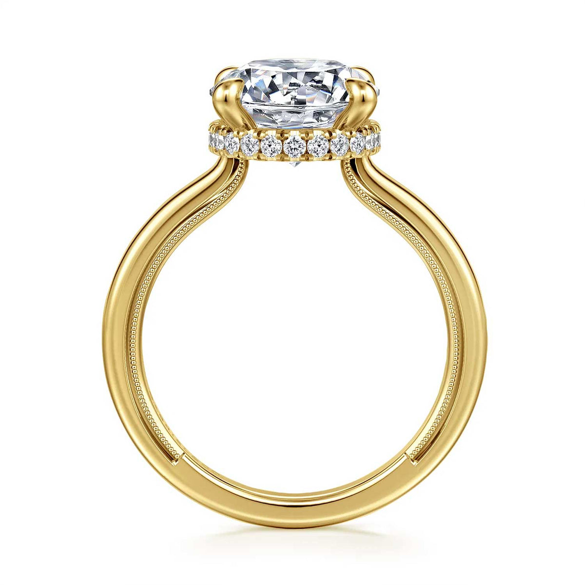 Sandi Round Diamond Engagement Ring Setting with Hidden Halo
