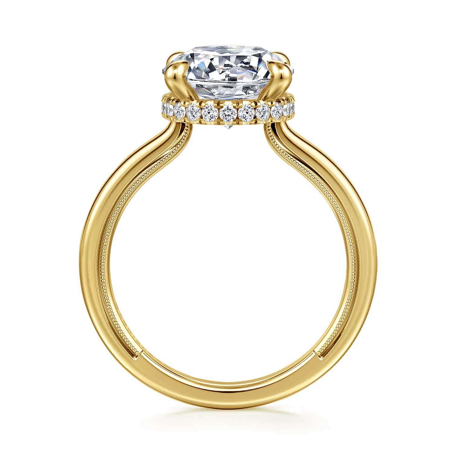 Sandi Round Diamond Engagement Ring Setting with Hidden Halo