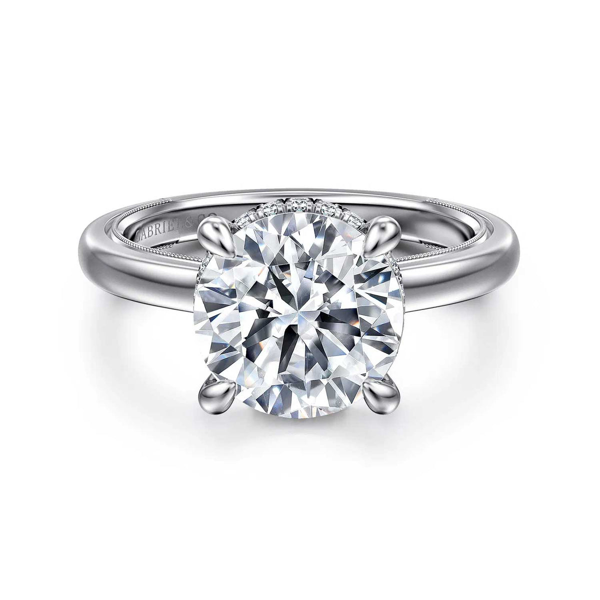 Sandi Round Diamond Engagement Ring Setting with Hidden Halo
