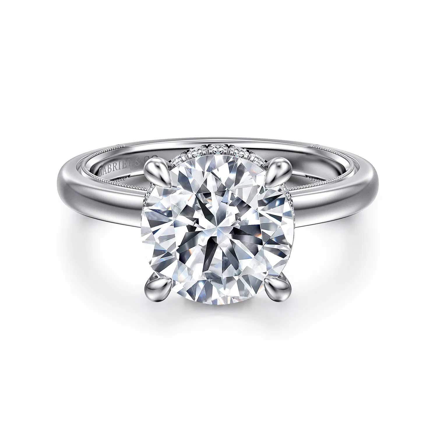Sandi Round Diamond Engagement Ring Setting with Hidden Halo
