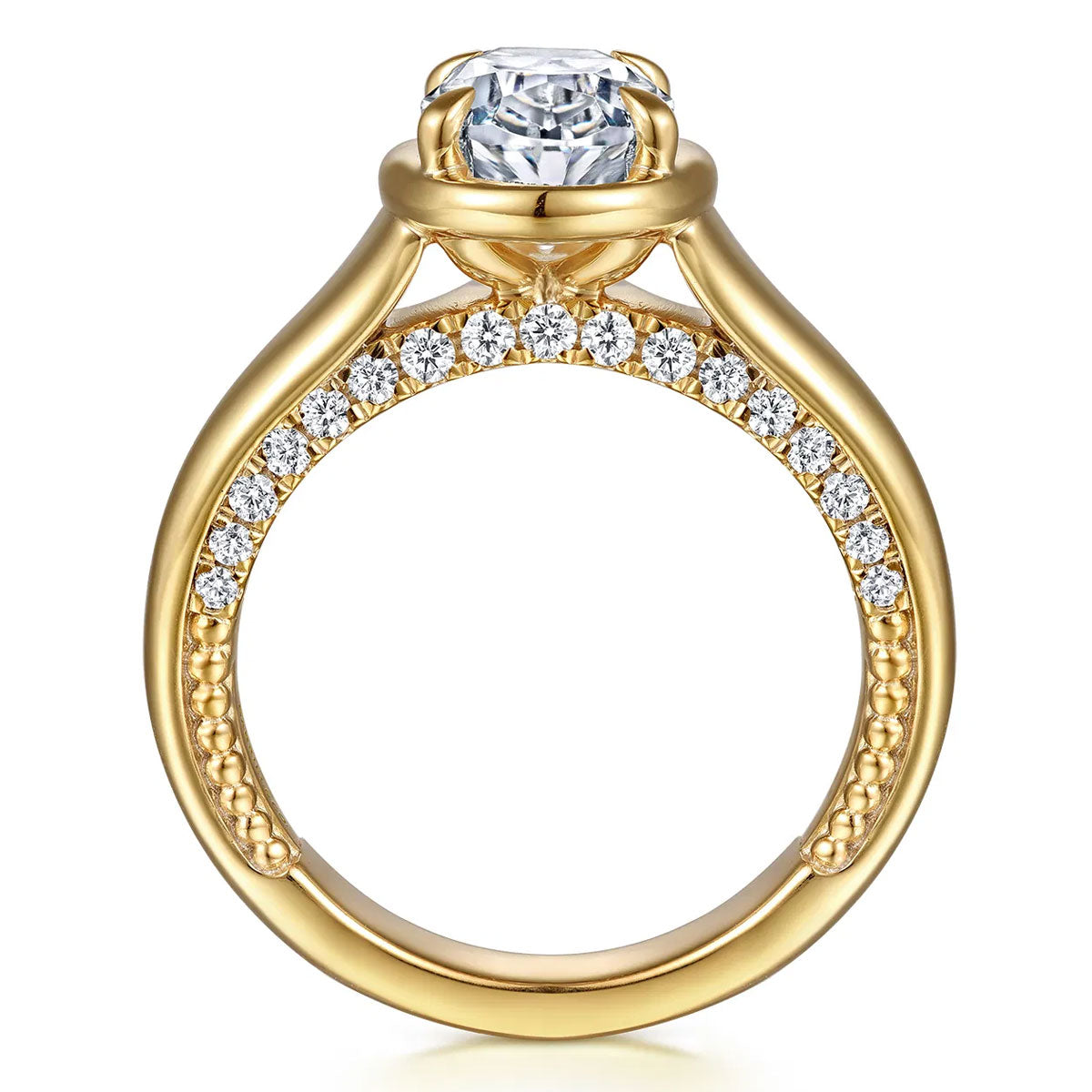 Ettie Oval Solitaire Wide Band Diamond Engagement Ring