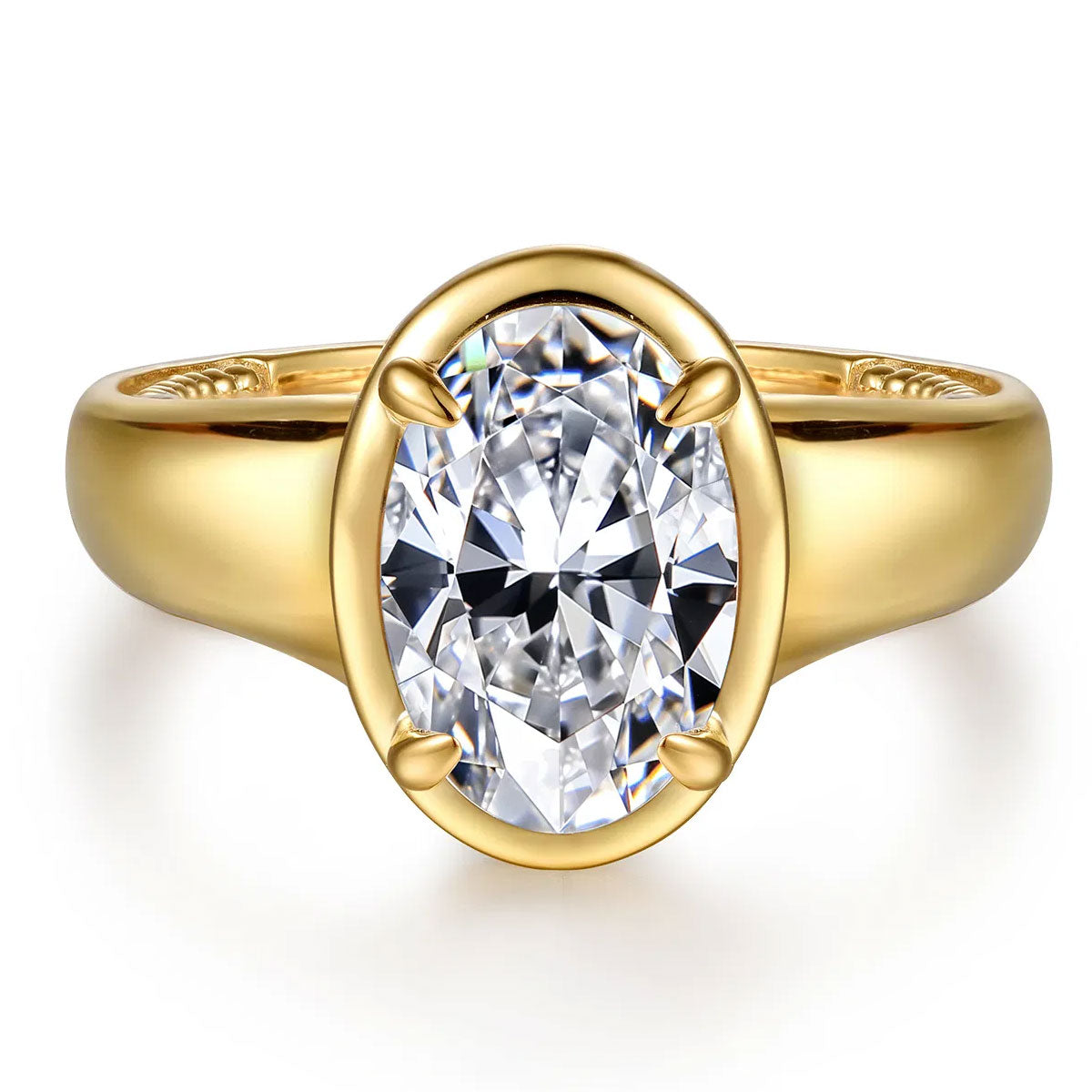 Ettie Oval Solitaire Wide Band Diamond Engagement Ring