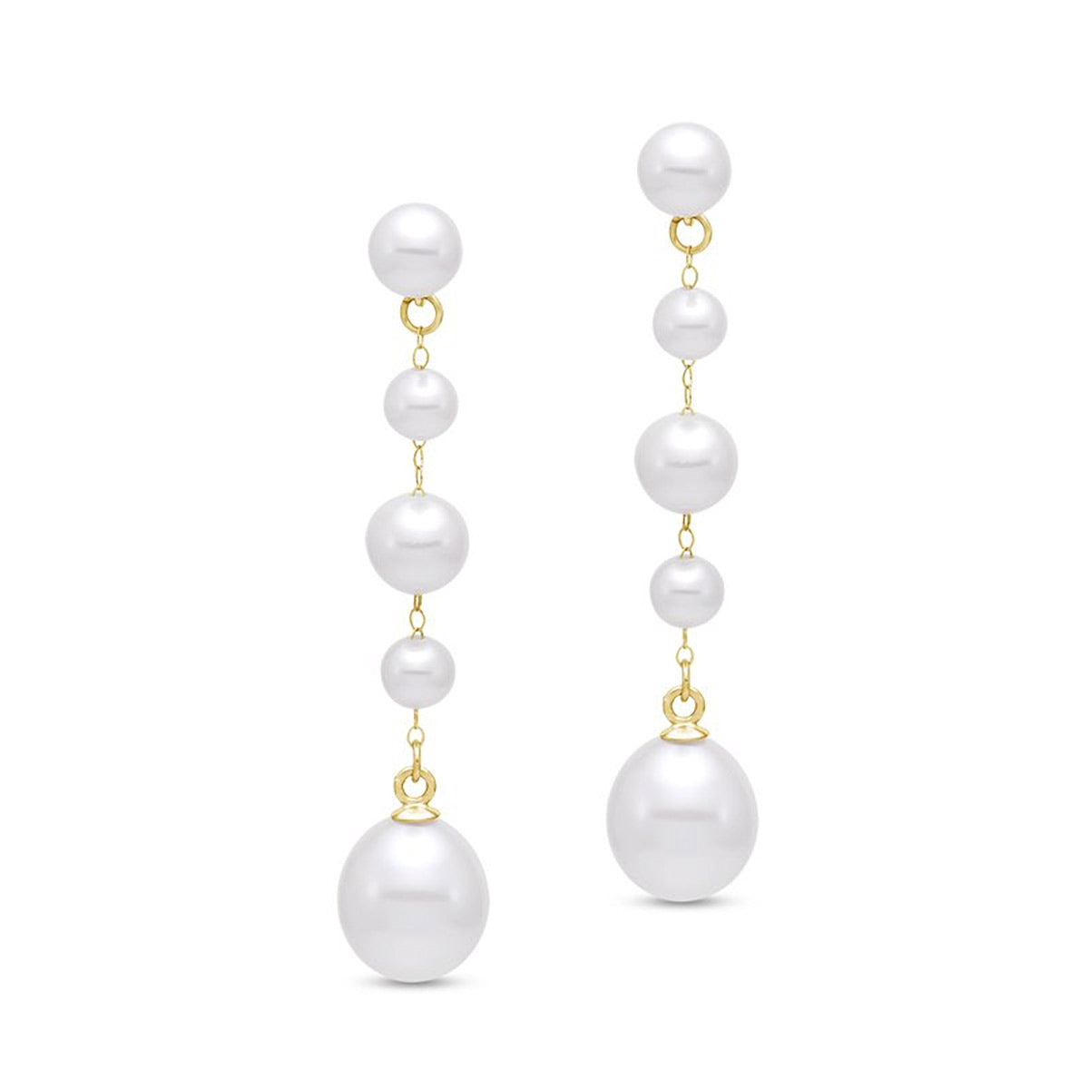 Pearl Drop Earrings in 14k Yellow Gold