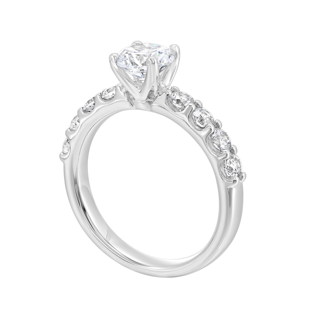 Petite Round Cut Lab-Created Diamond Engagement Ring in White Gold, 1.65 cttw