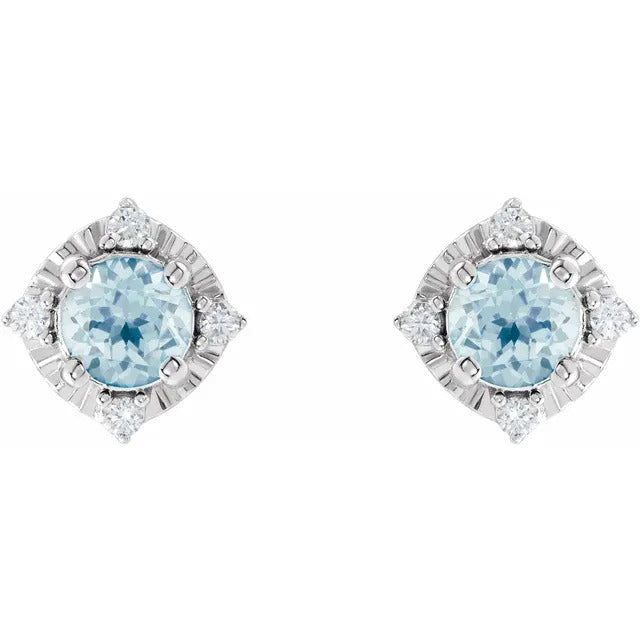 Sky Blue Topaz Earrings with Diamonds