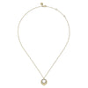 Leaf Shaped Diamond Circle Pendant Necklace in Yellow Gold, 0.11 cttw