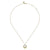 Leaf Shaped Diamond Circle Pendant Necklace in Yellow Gold, 0.11 cttw