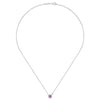 Pink Created Zircon Necklace with Petite Diamond Accent