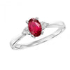 Oval-Shaped Ruby Ring with Trios of Side Diamonds