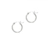 Classic Light Round Hoop Earrings in White Gold