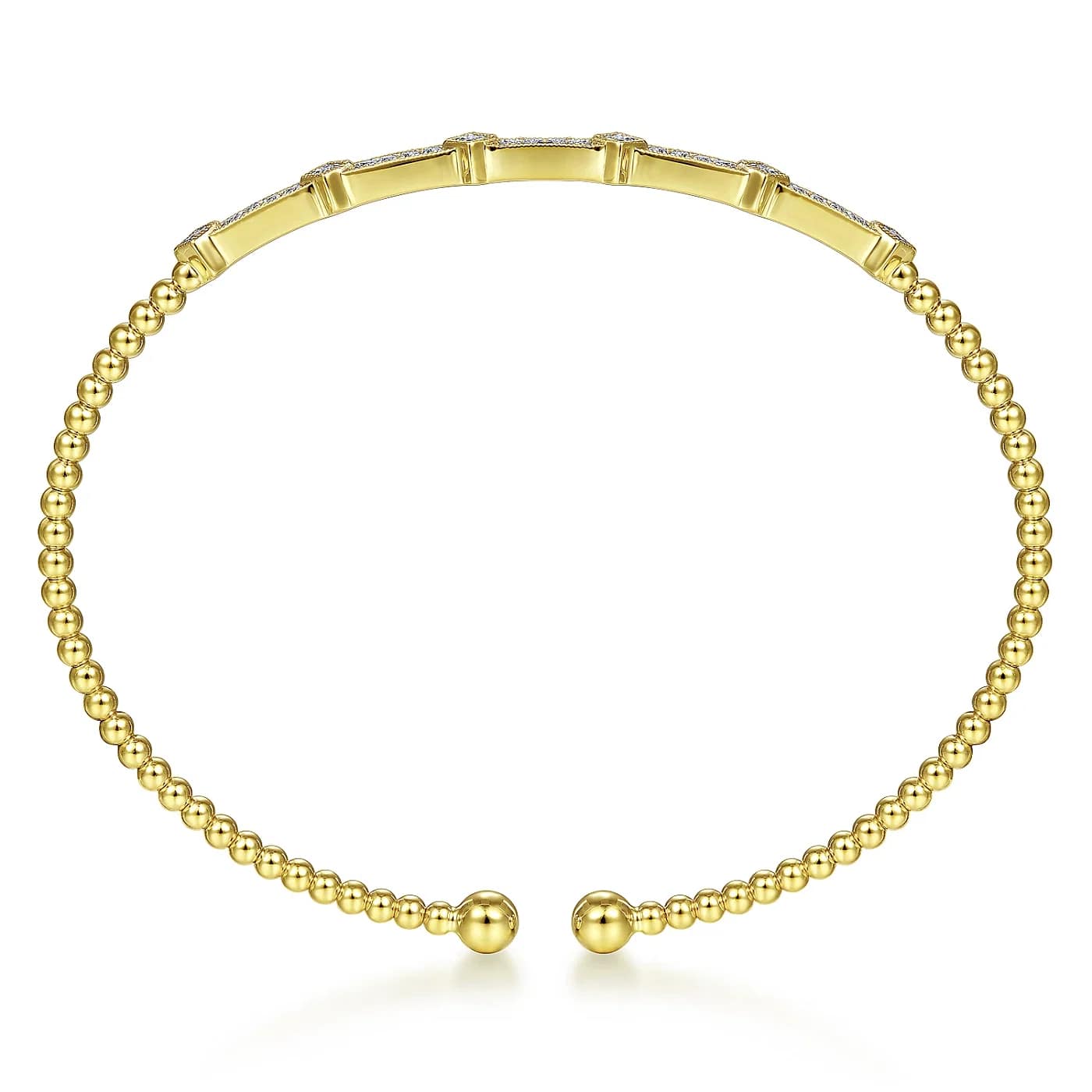 Bujukan Yellow Gold Diamond Open Cuff Bangle Bracelet, 0.20 cttw