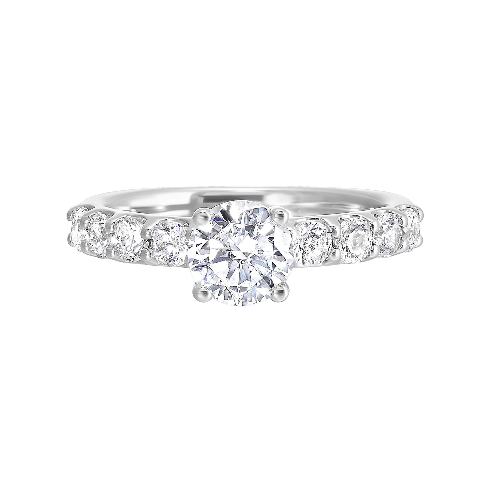 Petite Round Cut Lab-Created Diamond Engagement Ring in White Gold, 1.65 cttw