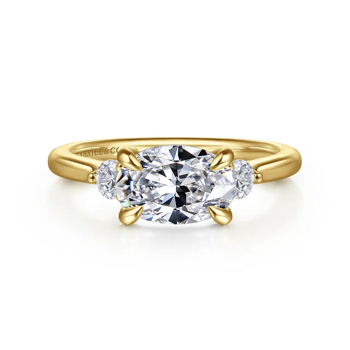 Darline 3-Stone Lotus Oval Diamond Engagement Ring Setting