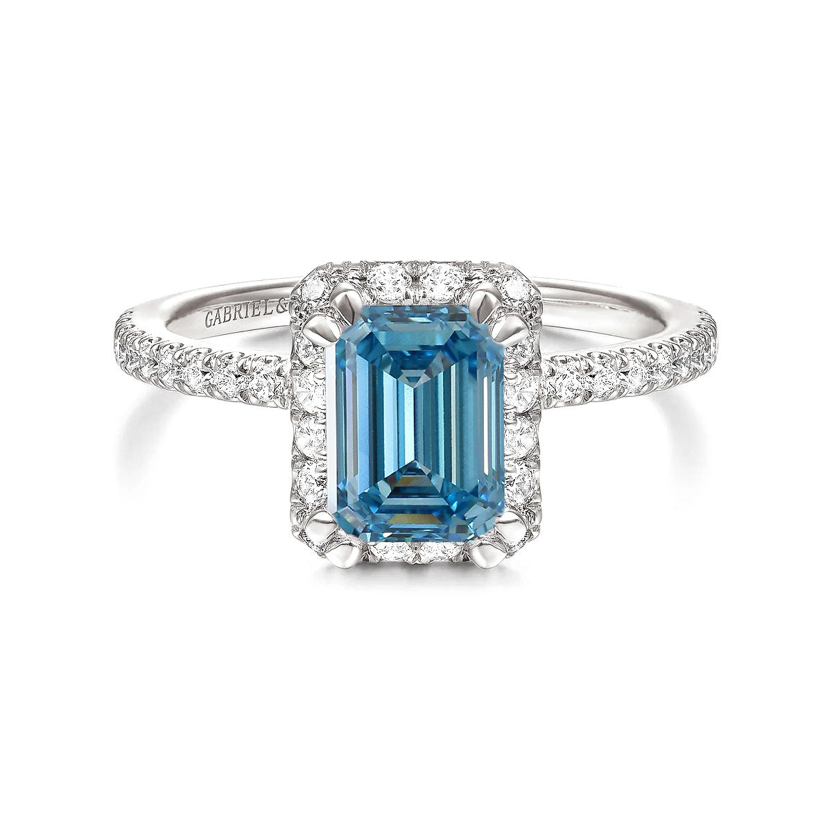 Idina Halo Emerald-Cut Diamond Halo Engagement Ring Setting