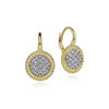 Bujukan Circular Diamond Pave Cluster Drop Earrings in Yellow and White Gold, 0.50 cttw