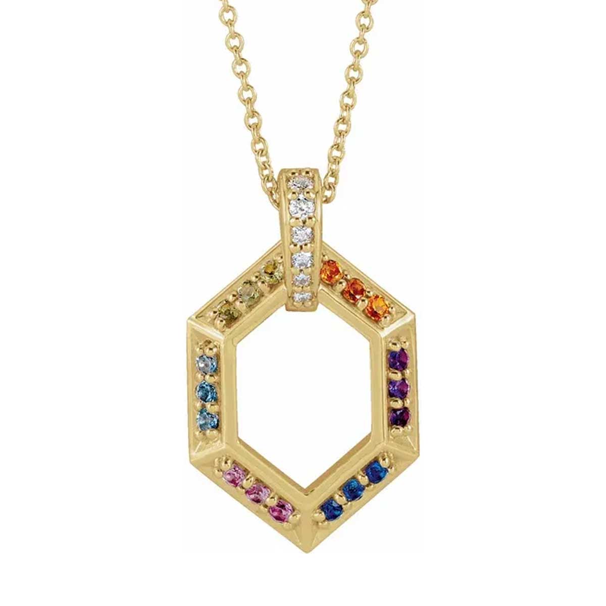 Geometric Family Birthstone Necklace