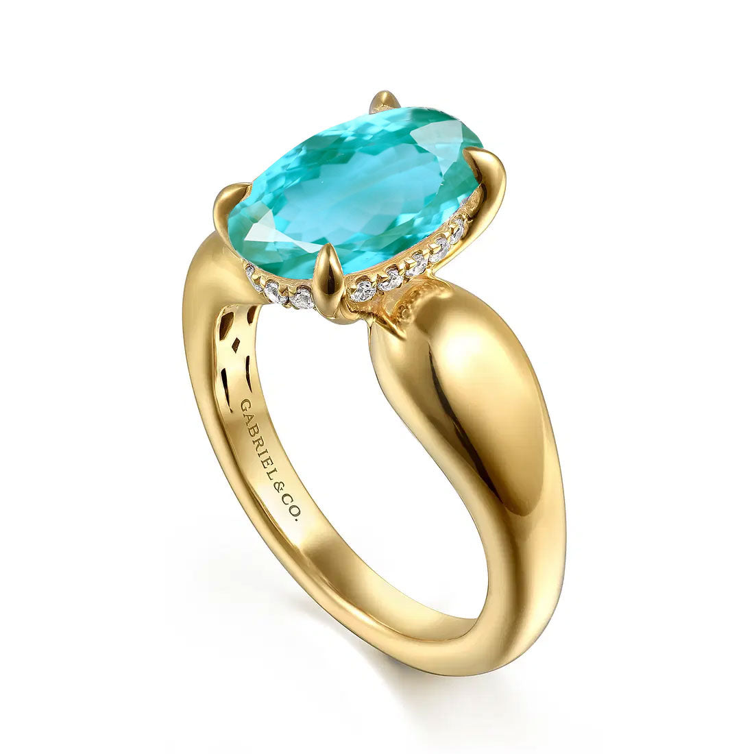 Raven Oval Engagement Ring Setting with Hidden Halo