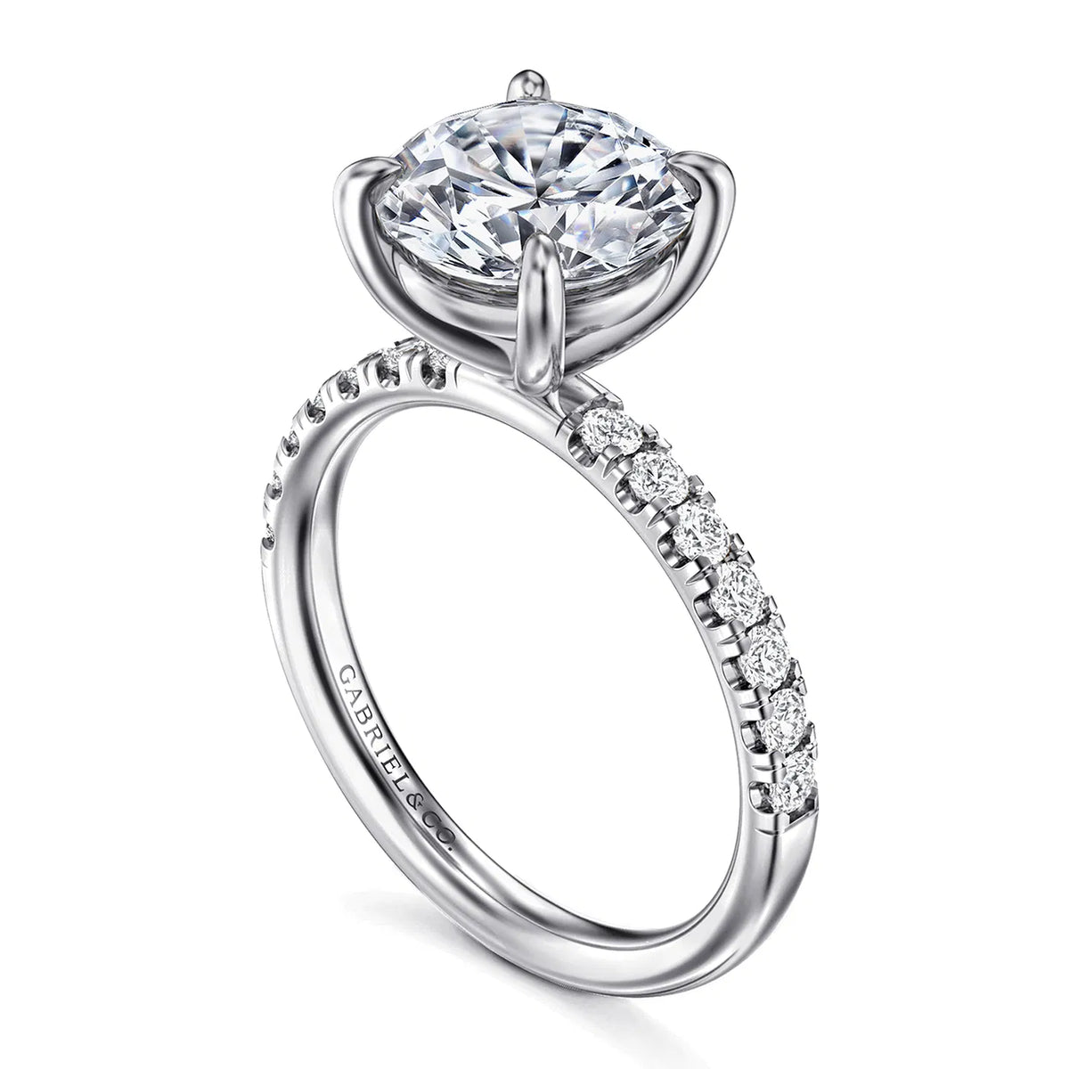 Diamond engagement ring on a white background
