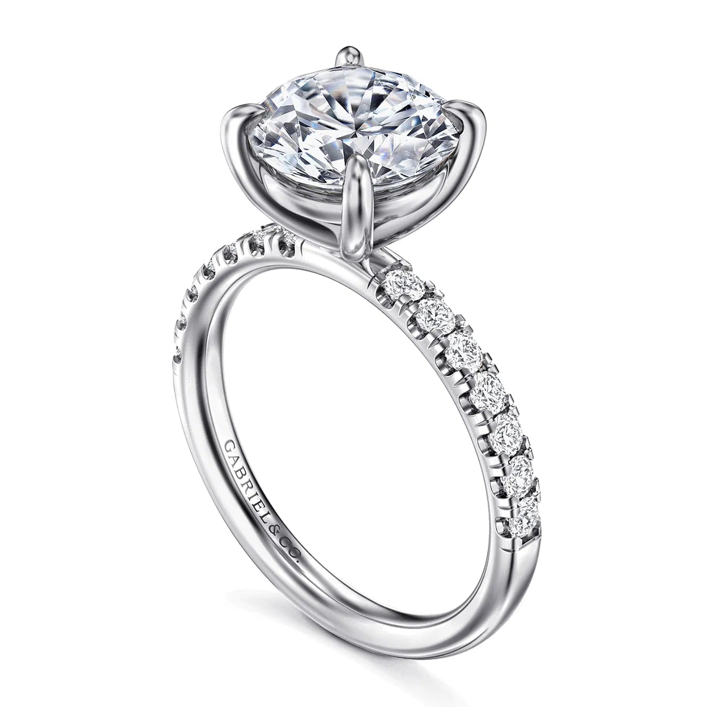 Diamond engagement ring on a white background