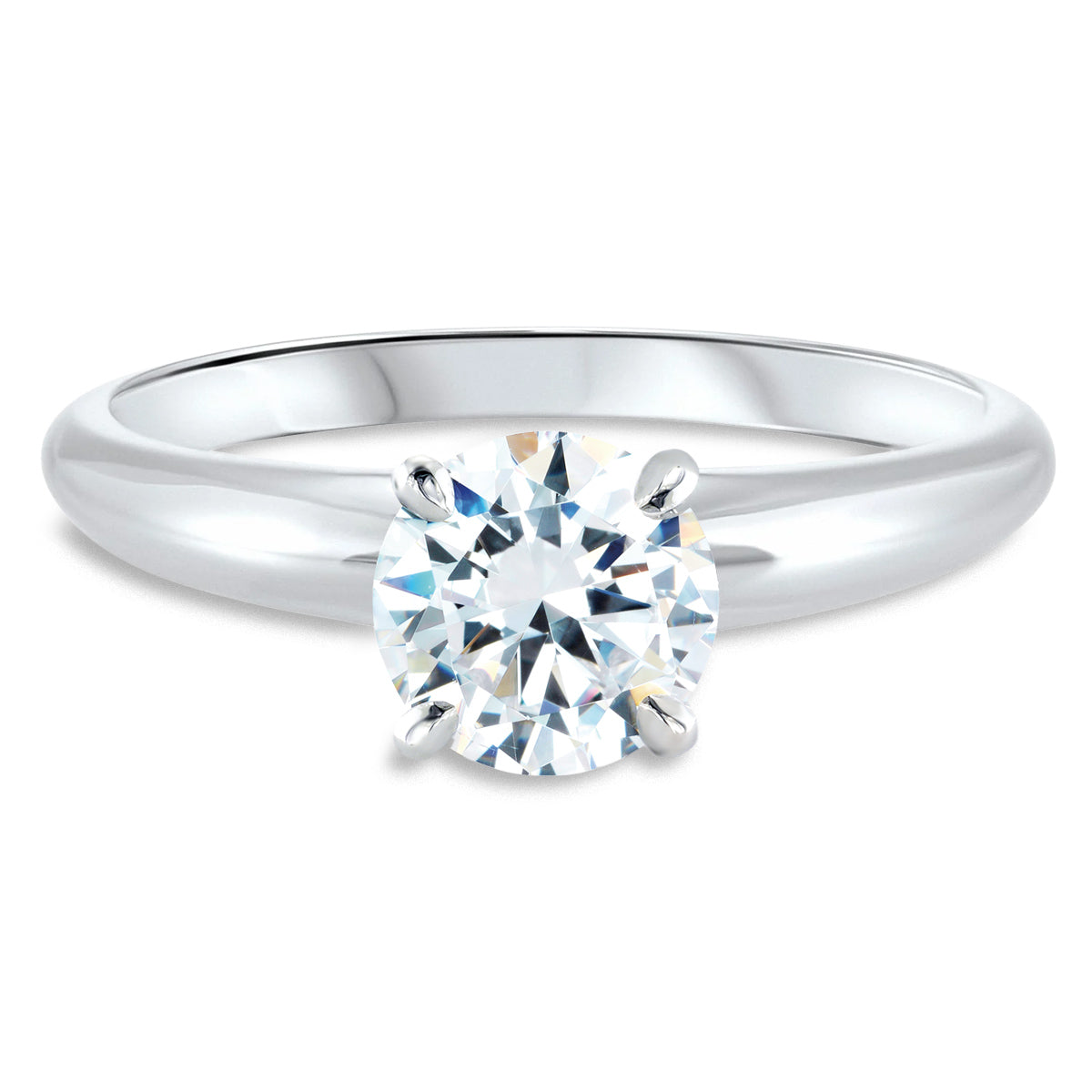 Solitaire Engagement Ring with Round Lab Created Diamond - 0.75 ct.