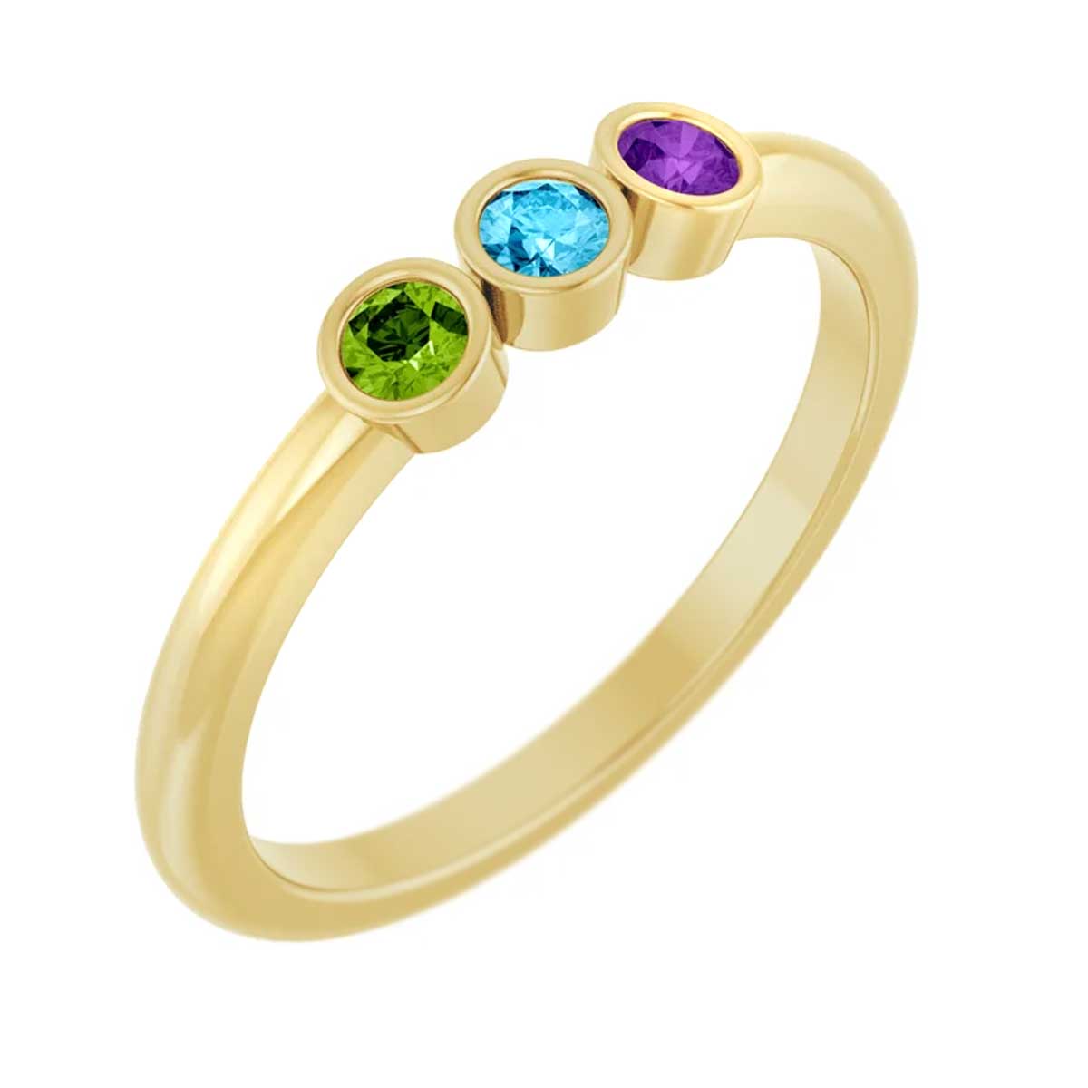 Customizable Stacking 3-Stone Ring in 14k Gold