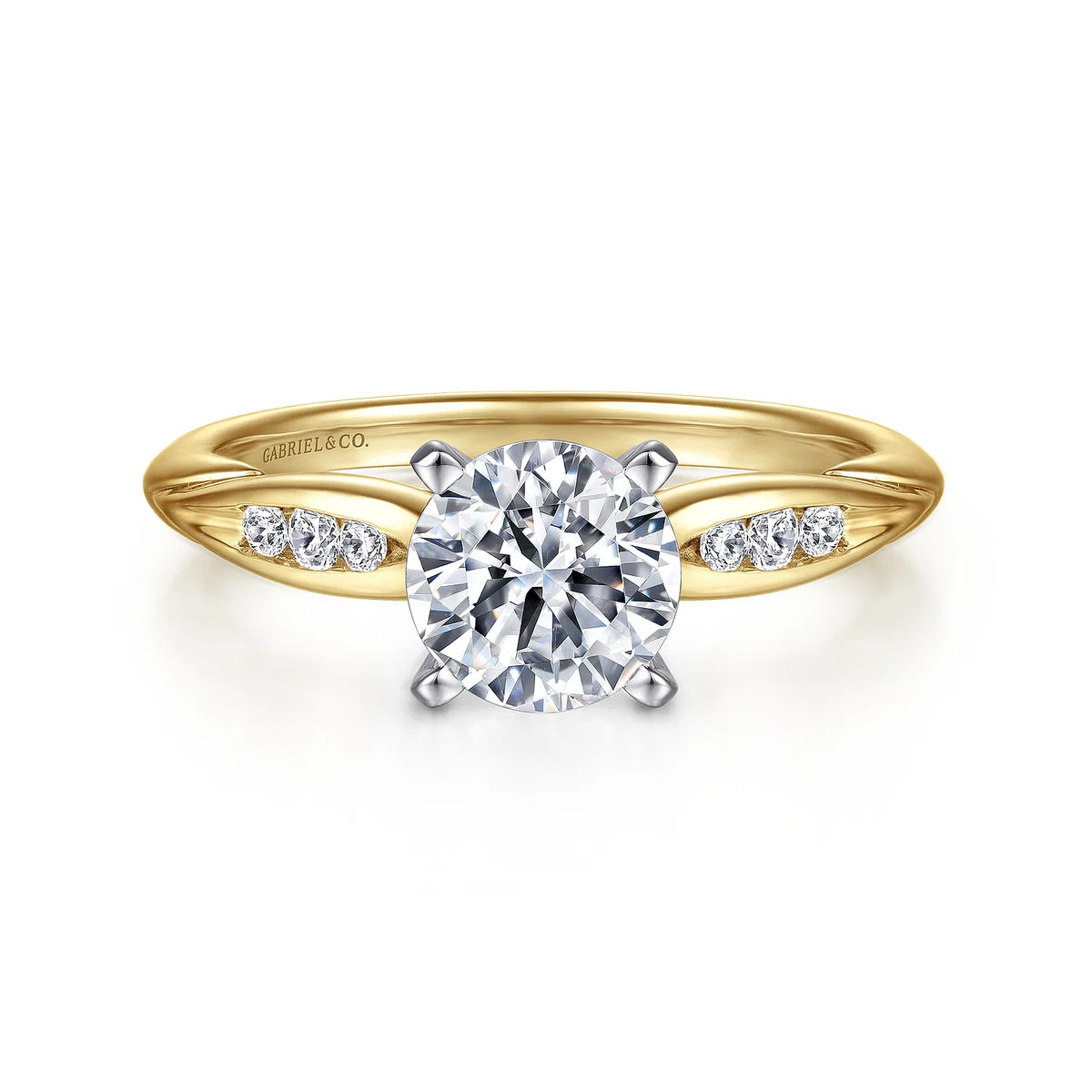 Quinn Round Diamond Engagement Ring Setting with Side Diamonds