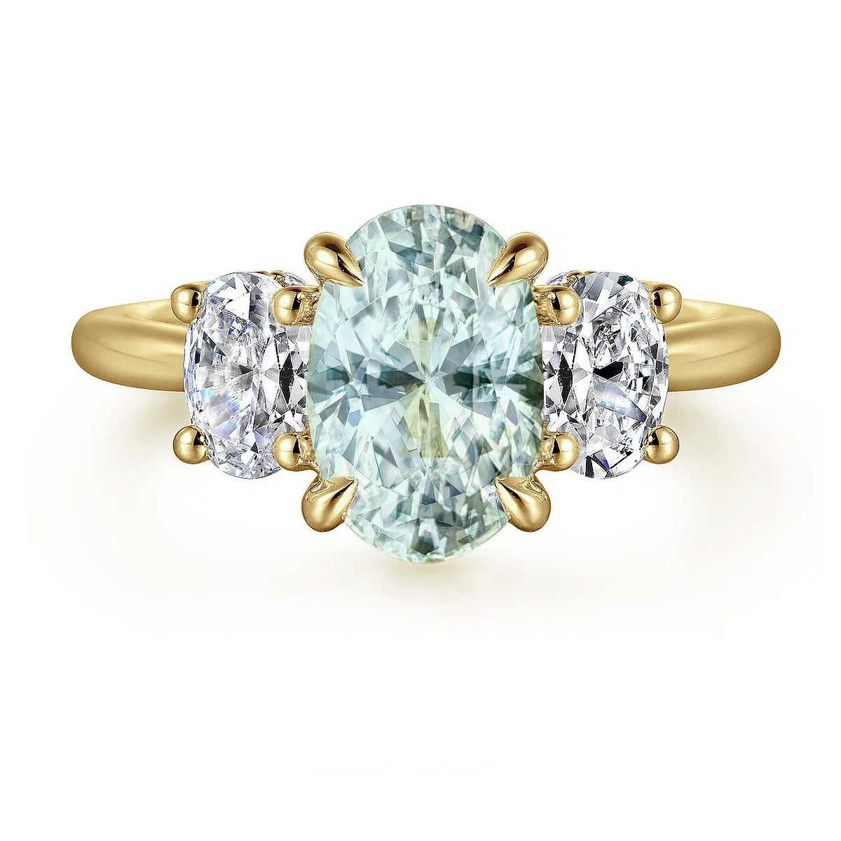 Charisa Oval 3-Stone Engagement Ring Setting with Hidden Halo