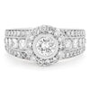 Bold Halo Engagement Ring with Triple Diamond Band