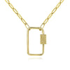 Bujukan Carabiner Lock Necklace with Hollow Paperclip Chain in 14k Yellow Gold