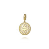 Diamond and Mother of Pearl Medallion Pendant in 14K Yellow Gold