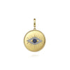 14K Yellow Gold Diamond Sapphire Evil Eye Medallion Pendant