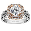 True Romance Double Halo Engagement Ring Setting with Pave Band
