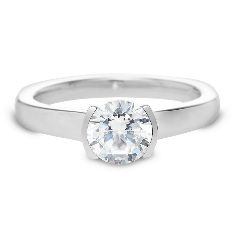 Salt and Pepper Diamond Half Bezel Double Orbit Engagement Ring - LOLiDE