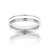 Sterling Silver &amp; White Gold 6 mm Carved Wedding Band- Size 10