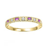 Baguette Ruby and Diamond Stackable Band in Yellow Gold